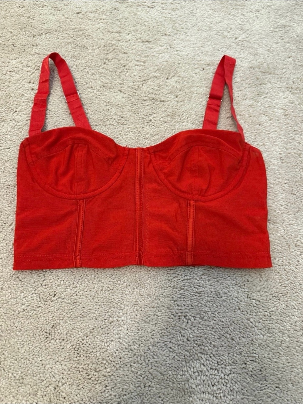 Red Teagen Mesh Corset Top - Edikted (XS)